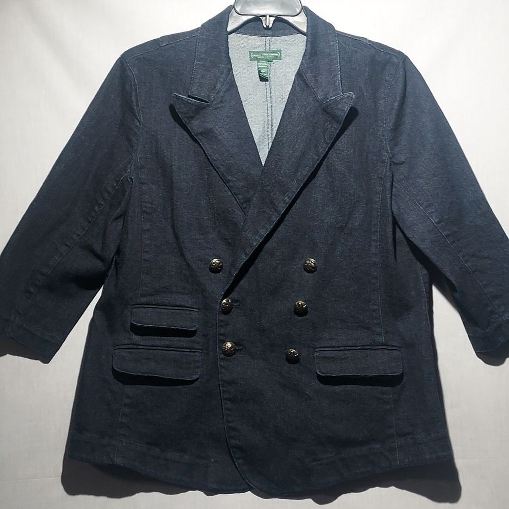 Lauren Jeans Company double-breasted women's denim blazer‎ size L/XL